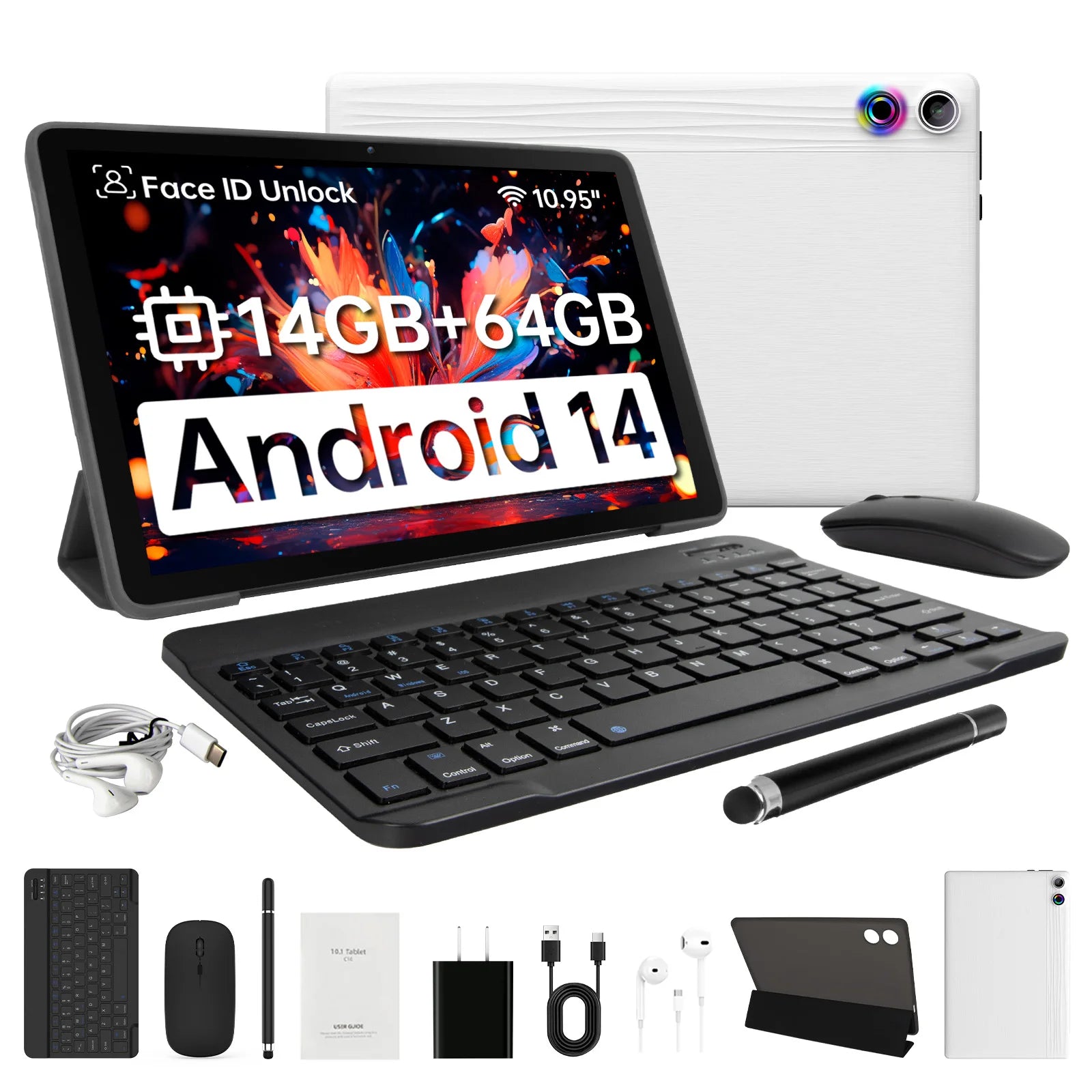 A7L 10.1 Inch Android 14 Tablet 14GB RAM 64GB ROM Octa-Core Processor HD IPS WiFi