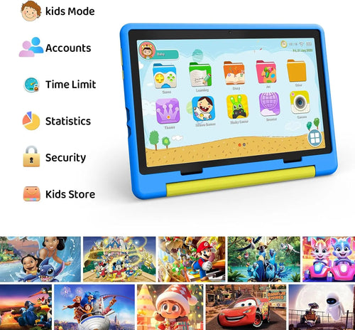 10.1 inch Kid Tablet Android 14 Octa Core 8GB RAM 64GB ROM 1TB Expand with KIDOZ App