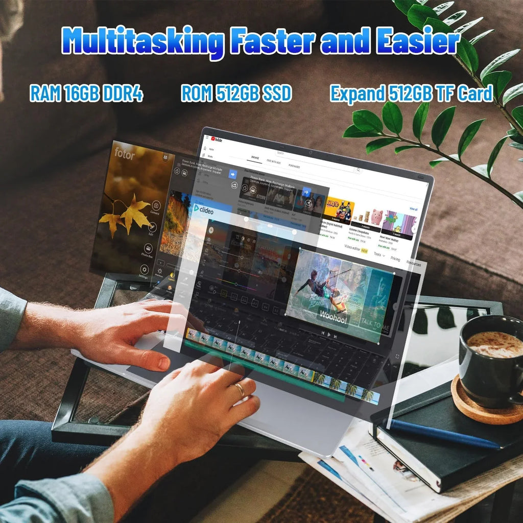 URAO LT1505 15.6 Inch Laptop 16GB DDR4 512GB SSD Intel N5095 IPS Display 1080P Windows11