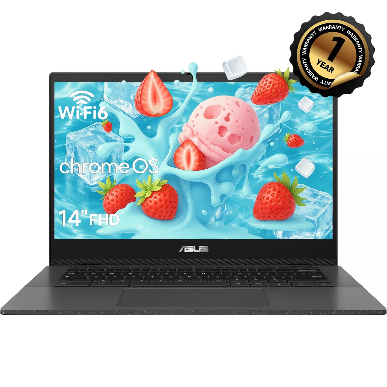 ASUS Chromebook 14" Business Laptop,MediaTek Kompanio 520,4GB RAM,320GB Storage(64GB eMMC+256GB SD Card)