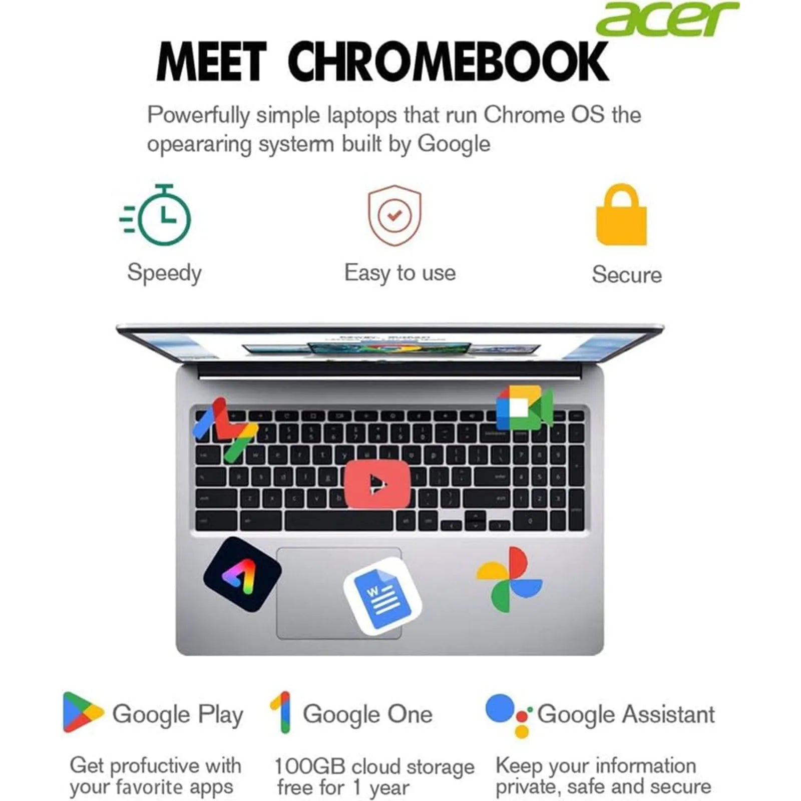Acer Chromebook 315 Laptop for Business, 15.6" HD Display, Intel Celeron N4020, 4GB RAM 64GB eMMC