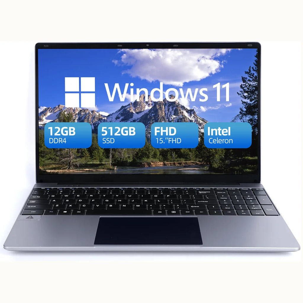 15.6 Inch Laptop 12GB DDR4 512GB SSD Intel N5095 Processor IPS Display 1080P Windows11