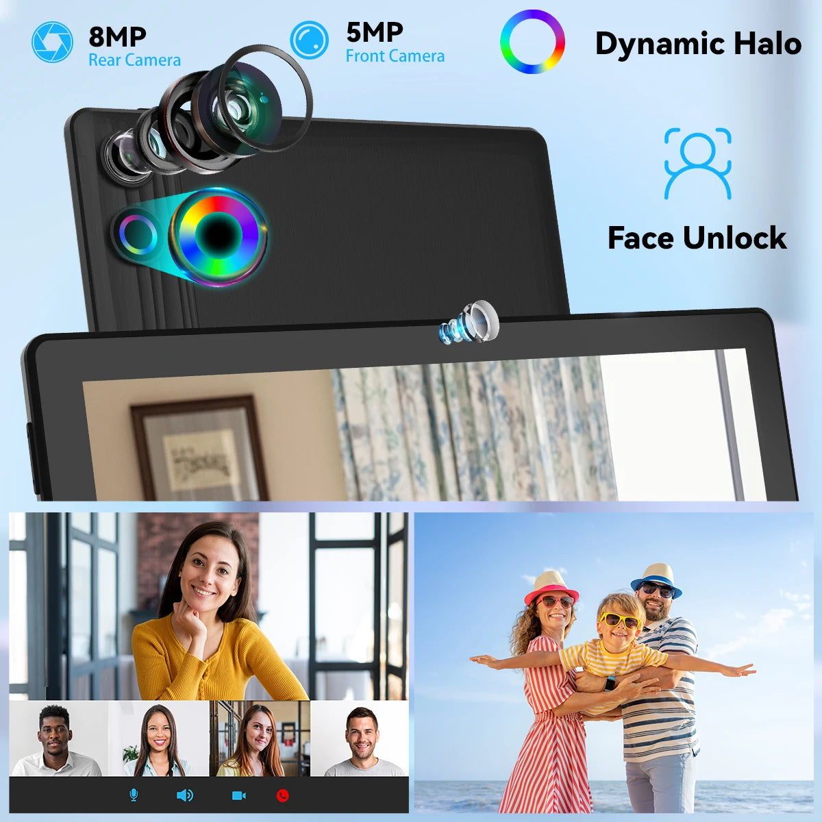 10.1 Inch Android 14 Tablet 12GB RAM 64GB ROM Face Unlock IPS HD Screen