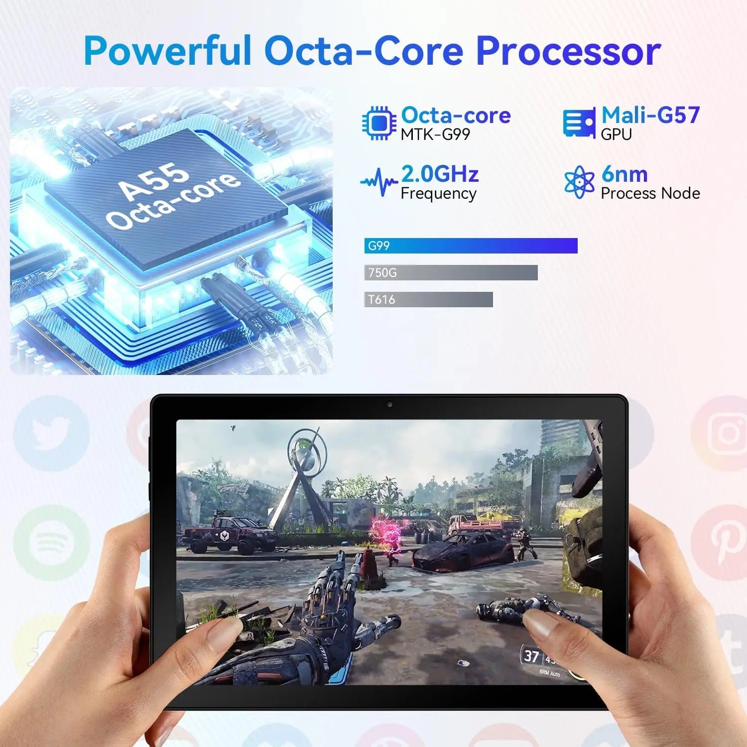 10.1 Inch Android 14 Tablet 12GB RAM 64GB ROM Widevine L1 Compatible IPS HD