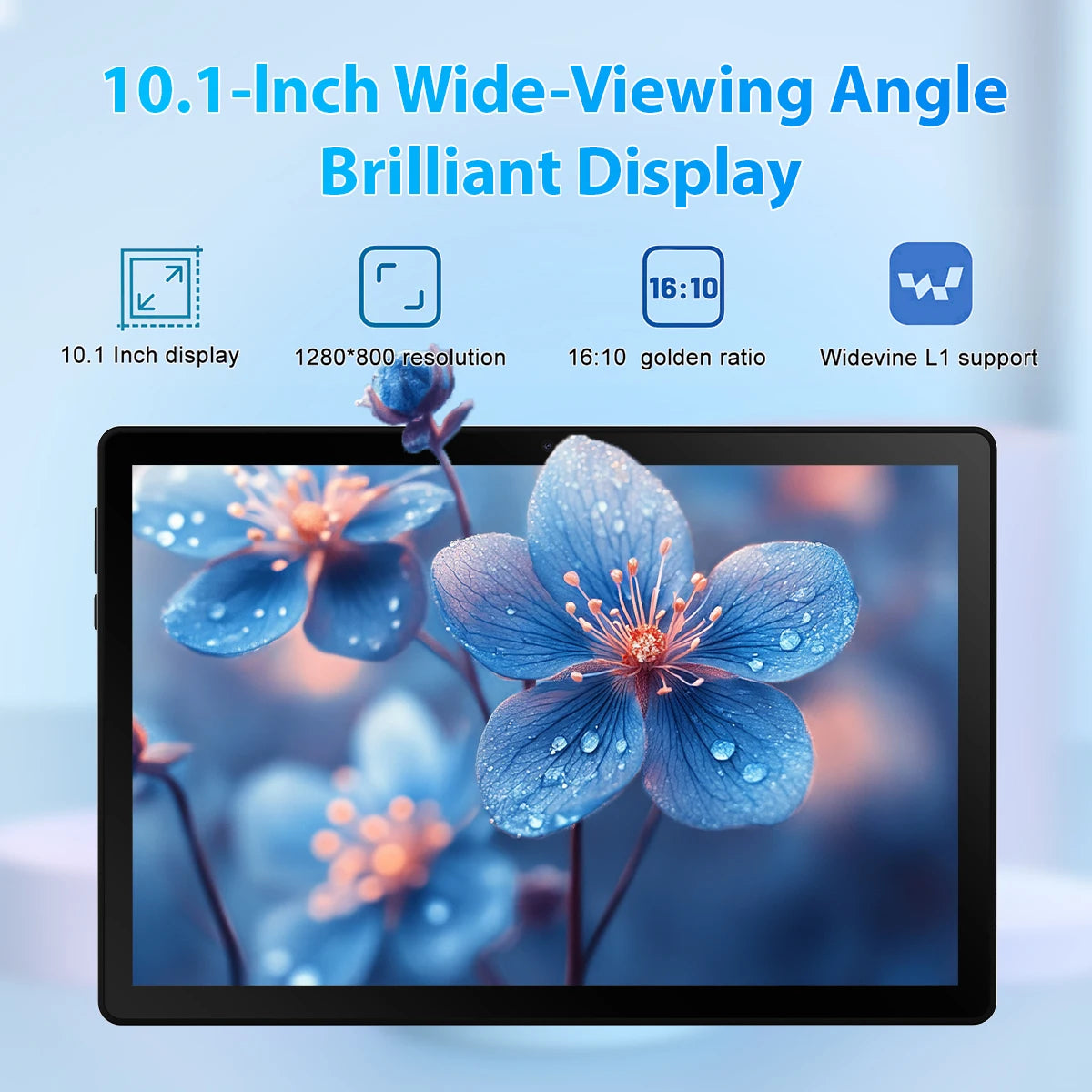 10.1 Inch Android 14 Tablet 12GB RAM 64GB ROM Face Unlock IPS HD Screen