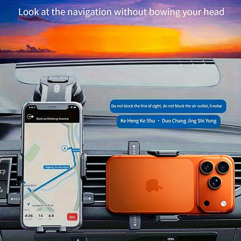 Car Phone Holder – Nano Flexible Silicone, 360° Rotation, Doesn't Block Screen