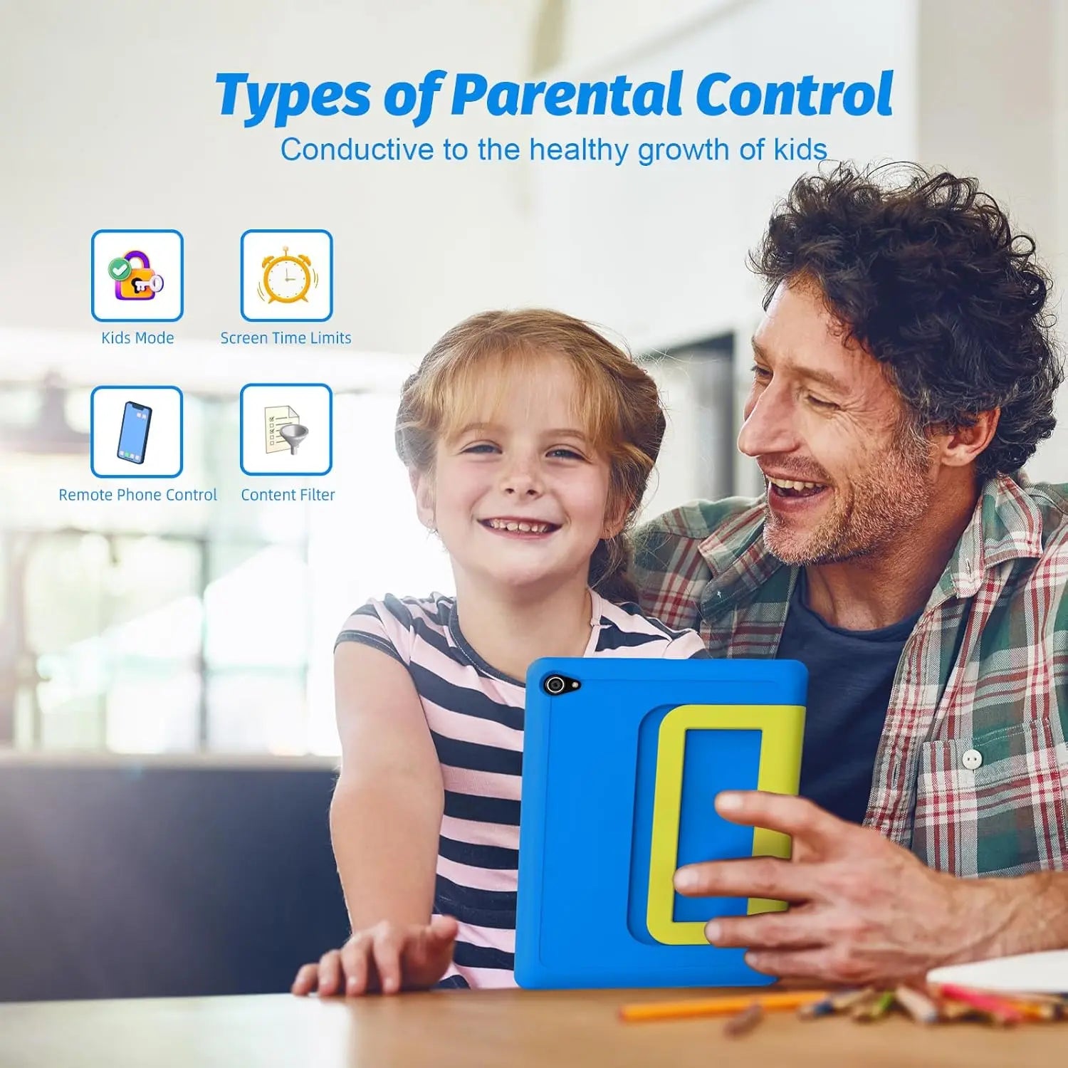 10.1 inch Kid Tablet Android 14 Octa Core 8GB RAM 64GB ROM 1TB Expand with KIDOZ App