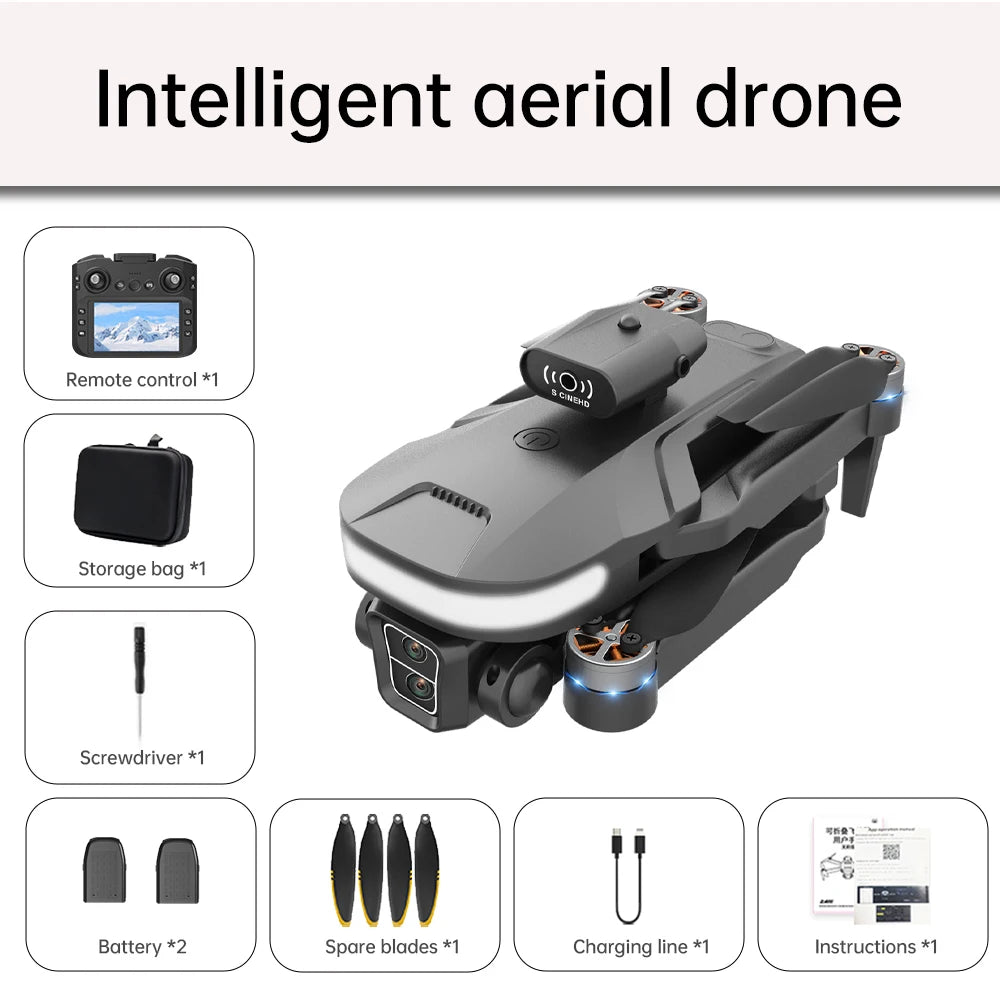 drone with 8K professional dual camera studio with remote control has 4.5inch screen