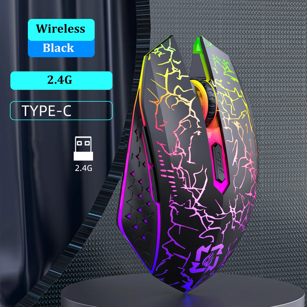 Bluetooth 5.2 Mouse RGB 2.4G Wireless Mouse Dual-Mode Gaming Mouse 6 Buttons