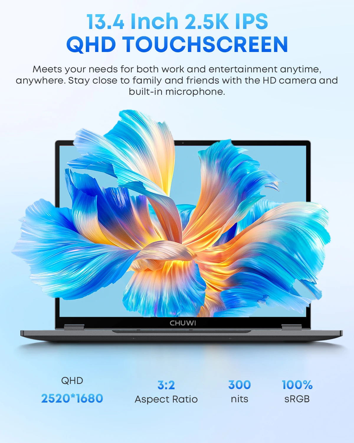 CHUWI FreeBook 2-in-1 Laptop 13.5'' Intel N150(UP to 3.6GHz) 16GB LPDDR5 RAM 512GB SSD  Windows 11
