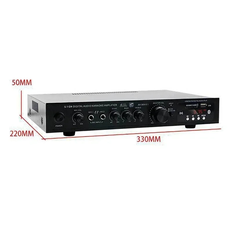 AV-369BT Bluetooth 5.1 Sound Speaker  Audio Amplifier Receiver, 6 Channel Home Theater