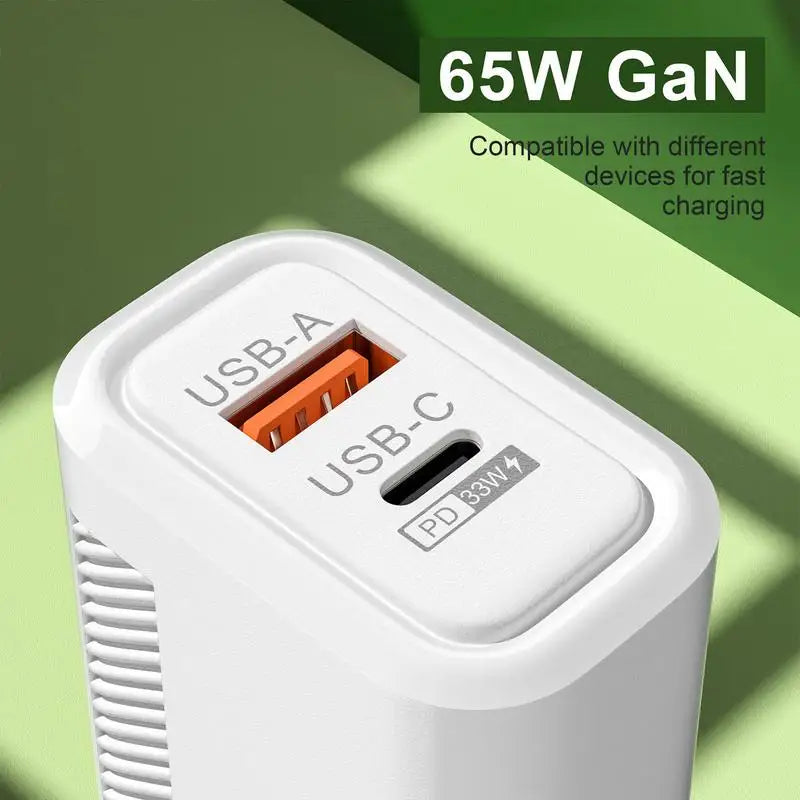 65w 2-Port USB C Wall Charger Phones Double Port Quick