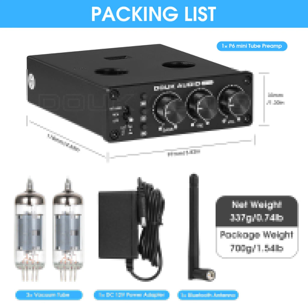 Nobsound HiFi Valve Tube Preamp Bluetooth 5.0 Receiver Home Stereo Audio Pre-Amplifier