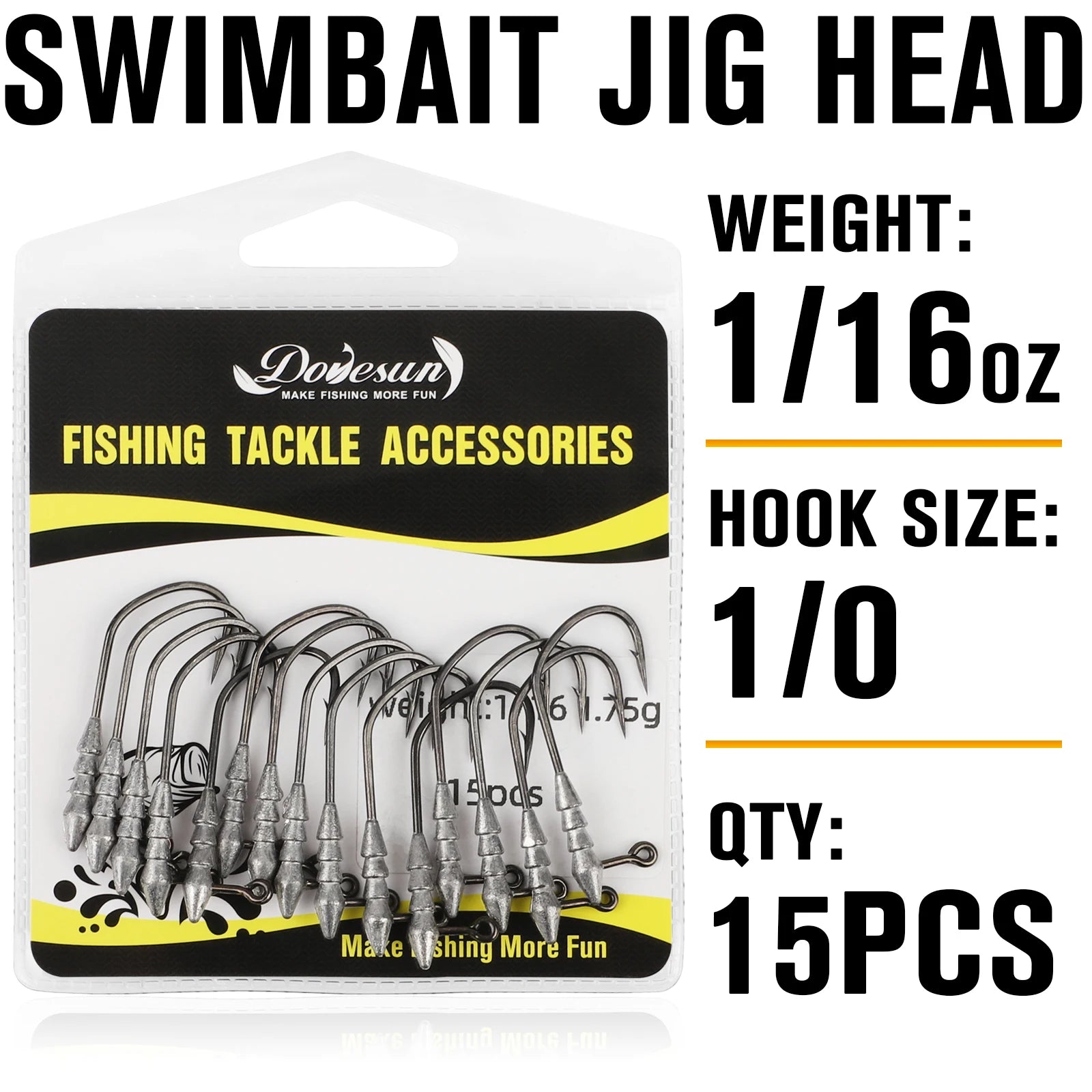 15PCS Hover Rig Jighead Swimbait Jig Heads for Bass Fishing