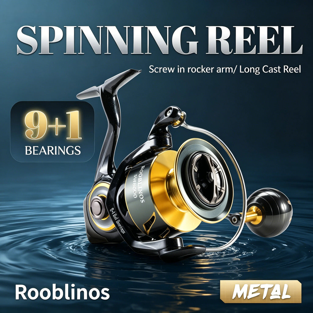 ROOBLINOS SW Spinning Fishing Reel 5.2:1 Gear Ratio Stainless Steel Shaft