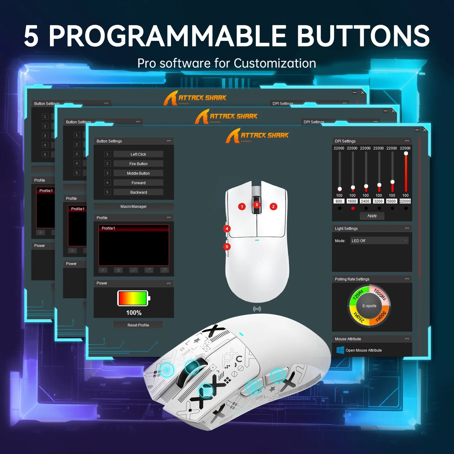 ATTACK SHARK X11 Lightweight Wireless Gaming Mouse with RGB Charging Dock