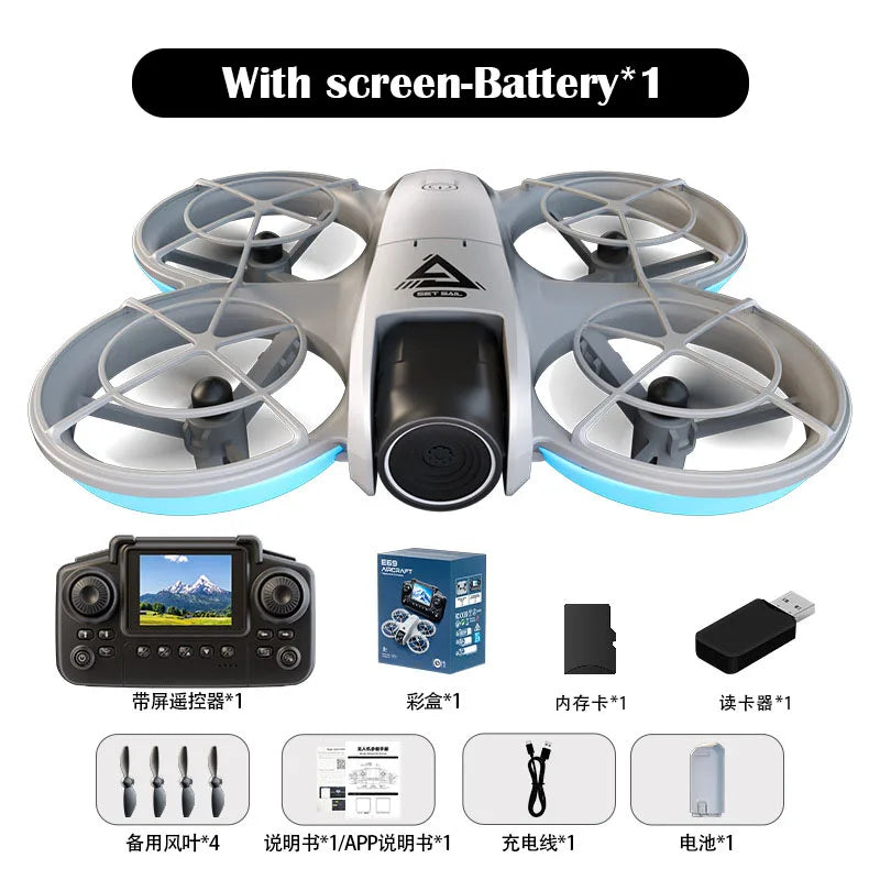 Screen-Controlled Aerial Drone with Dual Cameras, Optical Flow Positioning