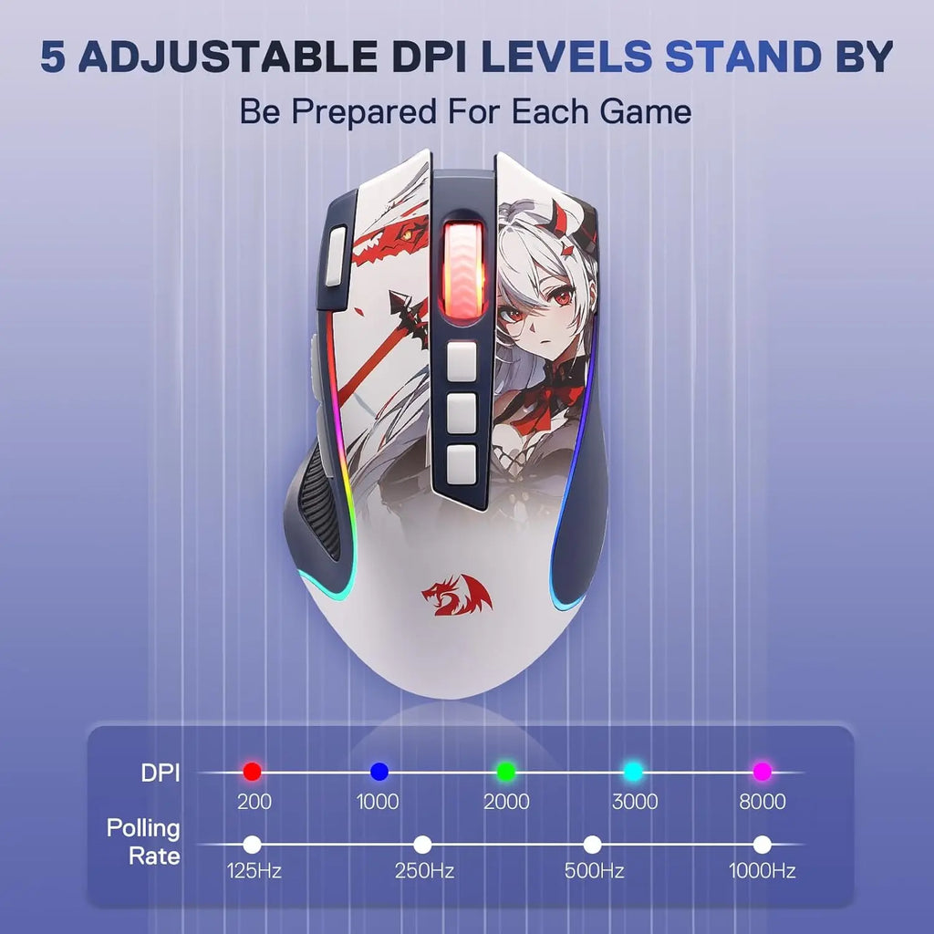 Redragon M612AK PRO RGB Gaming Mouse 8000 DPI Wired/Wireless Optical Mouse