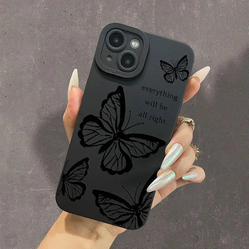 Fashion Letter & Butterfly Pattern Phone Case, All-inclusive  Compatible with IPhone 17 16 Pro Max 15 Pro 14Plus 13 12 11 XR XS