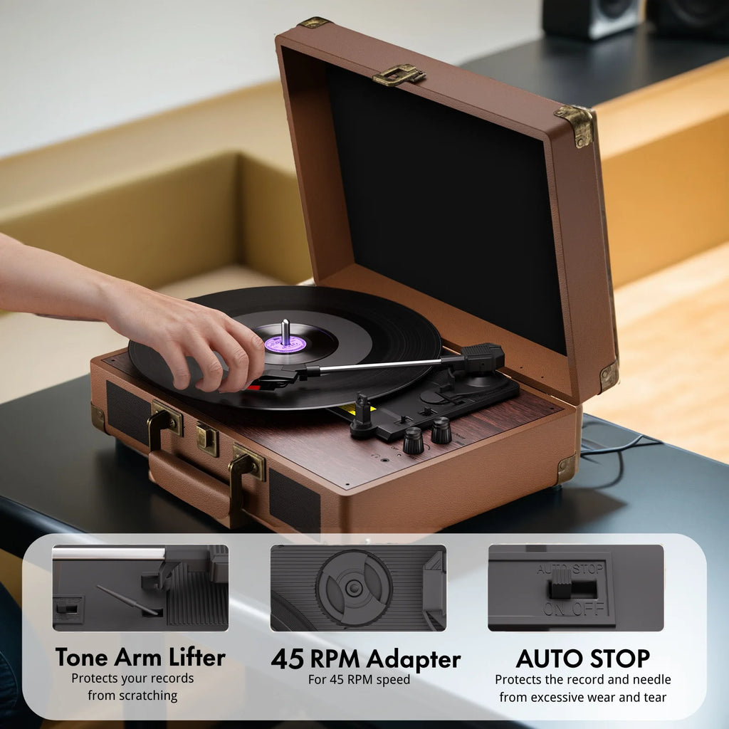 MAIO  3-Speed 33/45/78RPM Vinyl Spinner with 2 Built-in Stereo Speakers