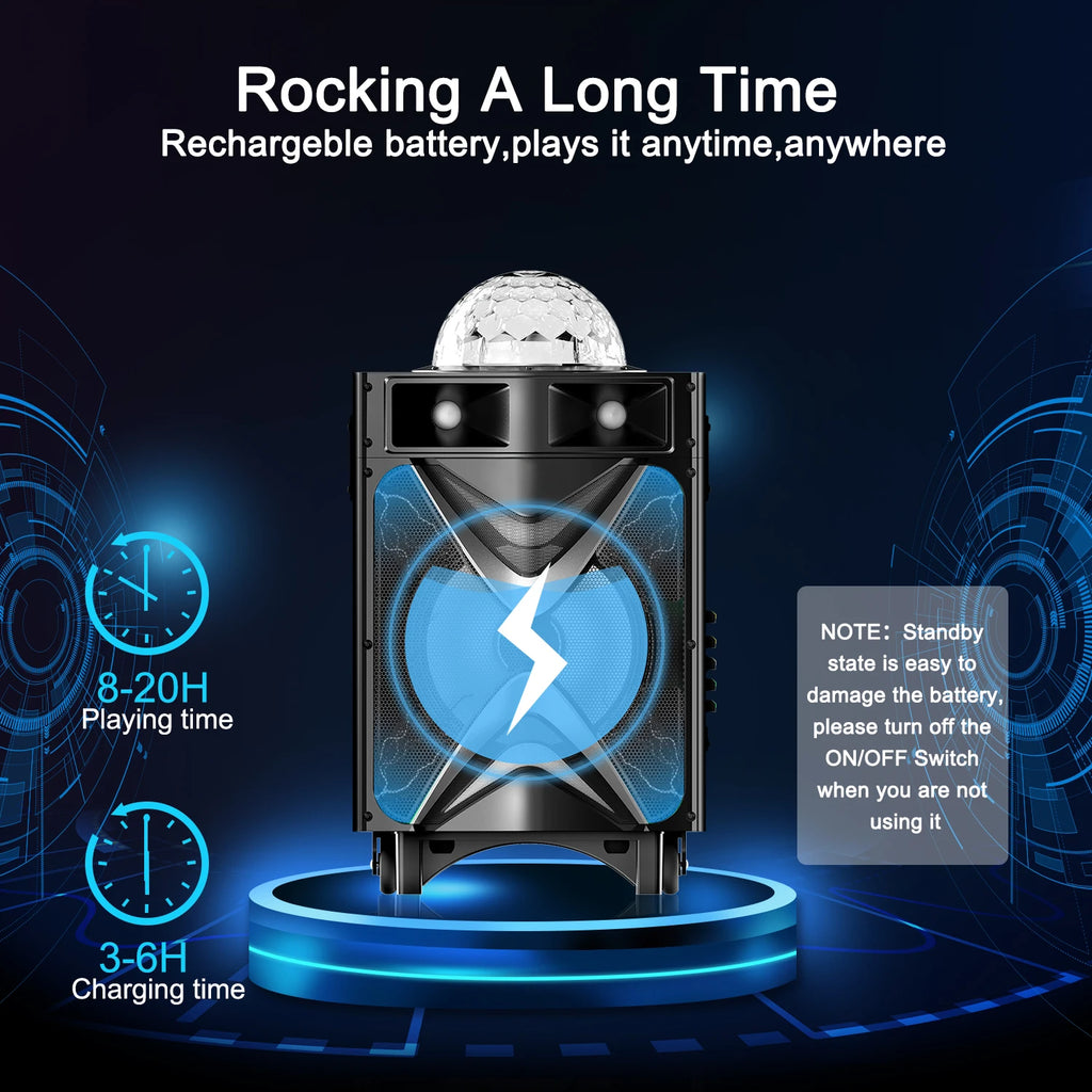 VeGue Karaoke Machine for Adults & Kids, Bluetooth Speaker PA System with 2 Wireless Microphones