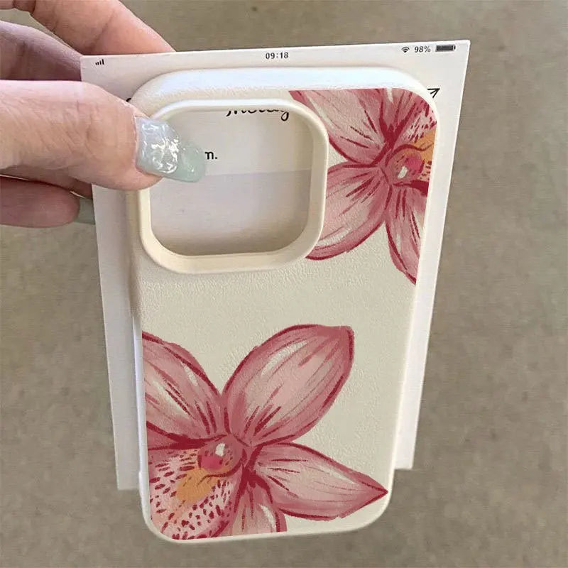 Pink Flower Part Pattern Suitable for iPhone 16 15 14 13 12Pro Max