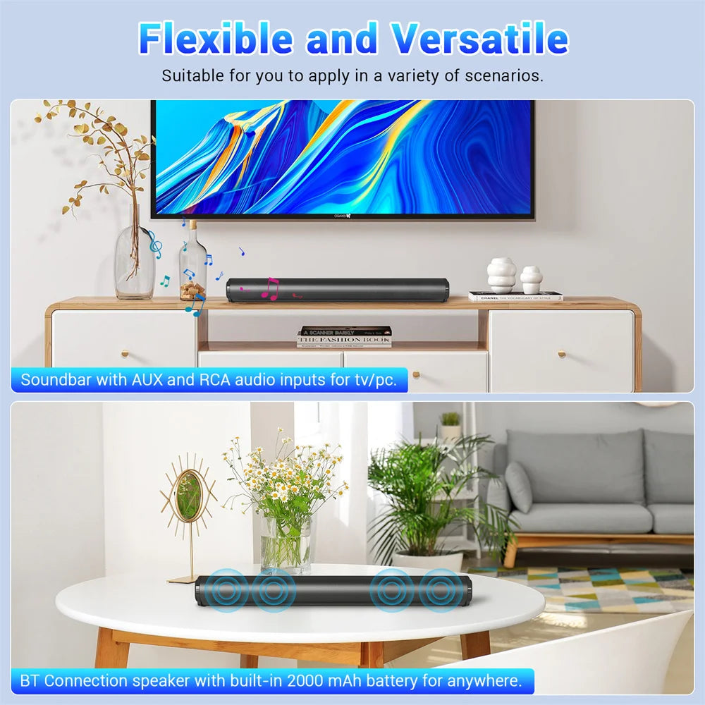 Sound Bar TV Sound System Bluetooth Speaker Wireless Subwoofer Bass Home Theater