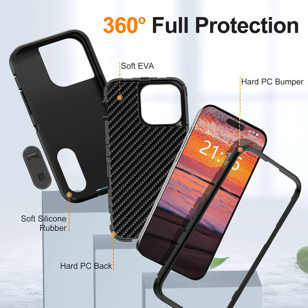For iPhone 14/iPhone 14 Plus/iPhone 14 Pro/iPhone 14 Pro Max 5G 3-Layers Heavy Duty