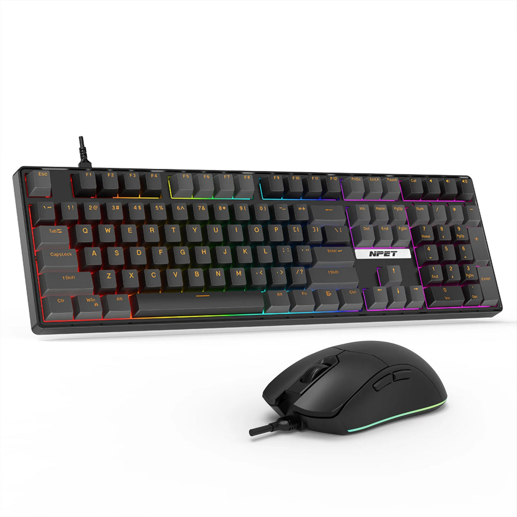 NPET 87 Keys RGB Mechanical Keyboard, Wired 20+ Backlit Modes, Ergonomic Hot Swappable Design