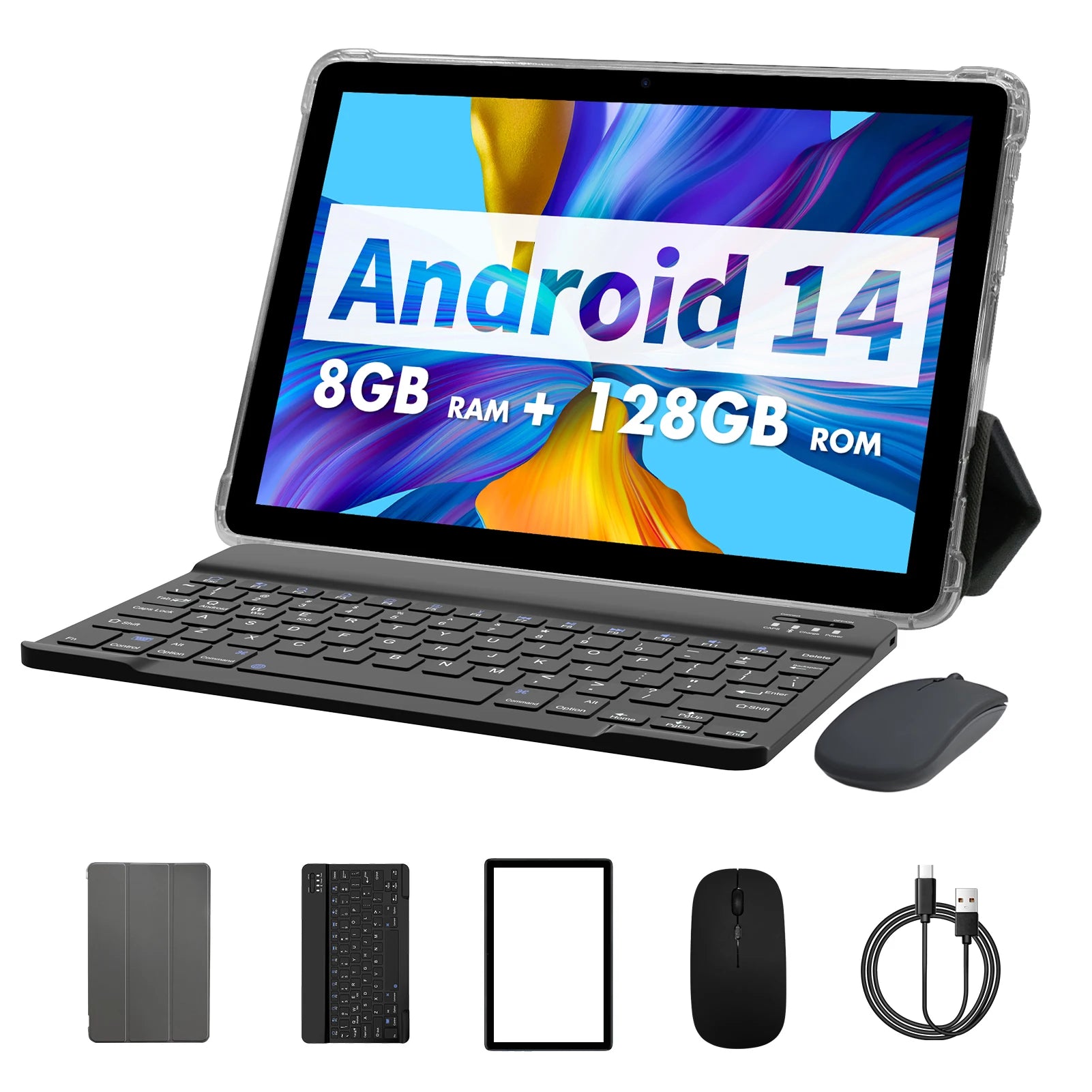 PRITOM Android 14 Tablet 10.1 Inch, 8GB(4+4 Expand) RAM + 128GB ROM, Octa Core, 5G WiFi