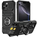 Heavy Duty Hard Phone Case with Card Slot Holder for iPhone Air 17 to 11 Pro Max