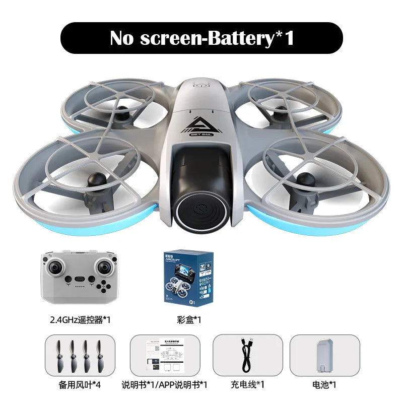 Screen-Controlled Aerial Drone with Dual Cameras, Optical Flow Positioning