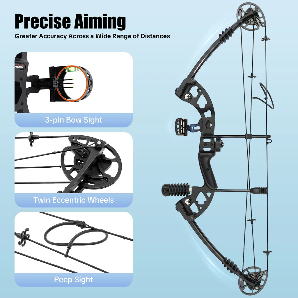 Compound Bow for Adults Right Hand with 12 Arrows and Hunting Kit