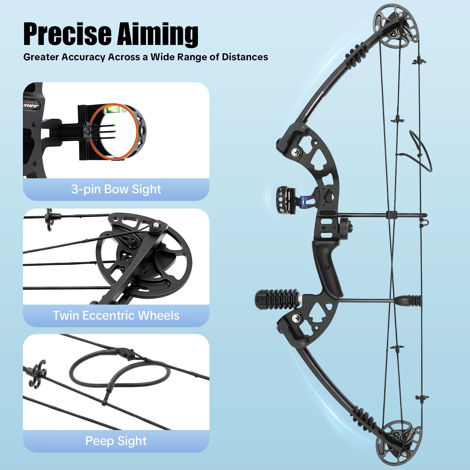 Compound Bow for Adults Right Hand with 12 Arrows and Hunting Kit