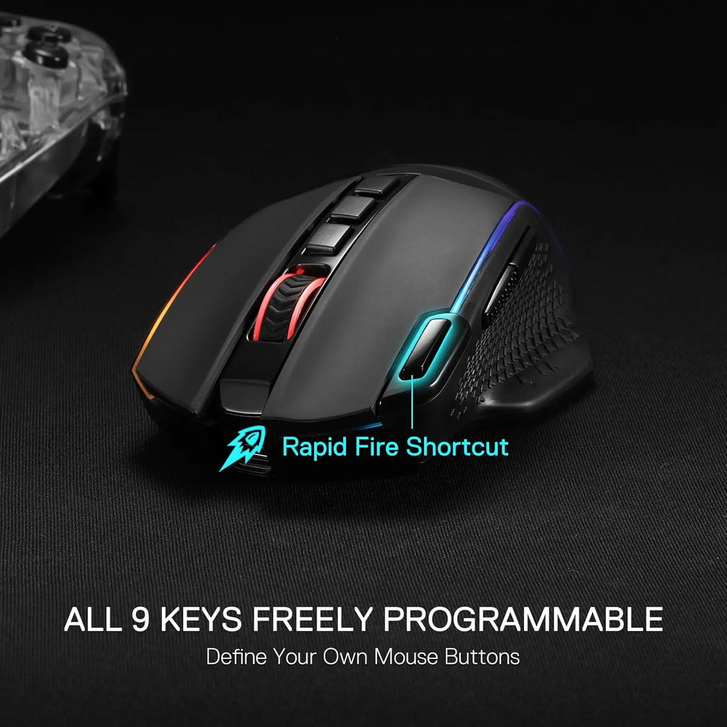 Redragon M991 Wireless Gaming Mouse 26000 DPI 3-Mode Gamer 9 Macro Buttons RGB Backlight