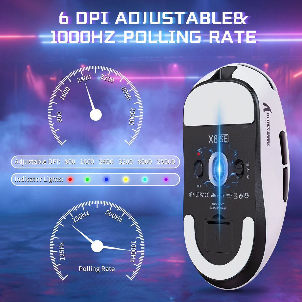 ATTACK SHARK X8 SE Wireless Gaming Mouse, 55g Ultralight PAW3311 Sensor, BK52820 Chip, 25,000 DPI