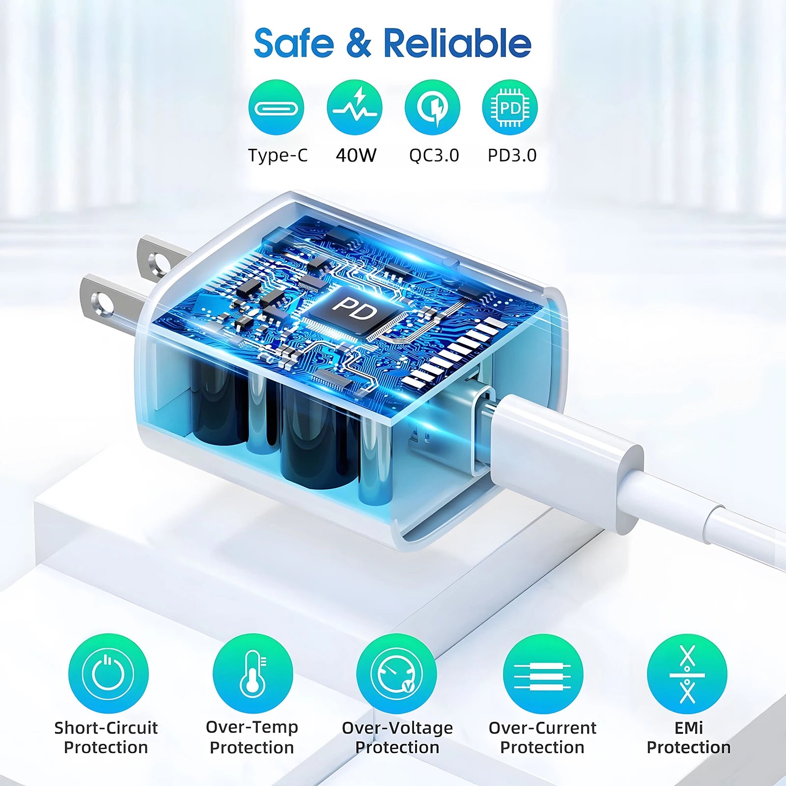 40W Fast Charger For iPhone 14 13 12 11 Pro Max X XS iPad USB Type C Fast Charging Data Cable
