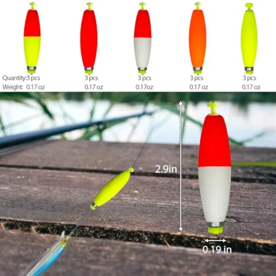 Fishing Bobbers Floats Set Weighted Foam Snap on Float