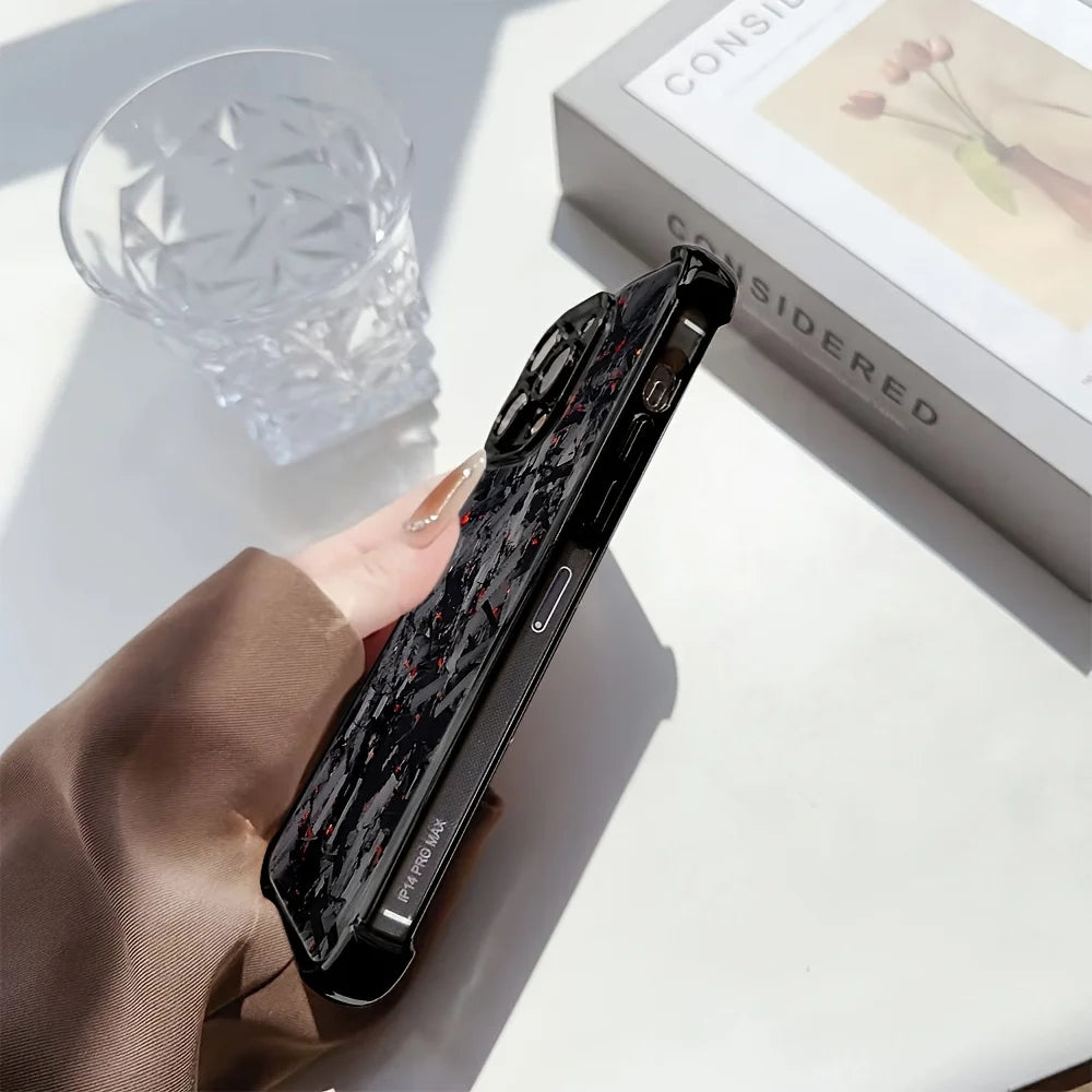 A clear and soft carbon fiber back case for iPhone 17 16 15 14 13 12 11 Pro Max Plus