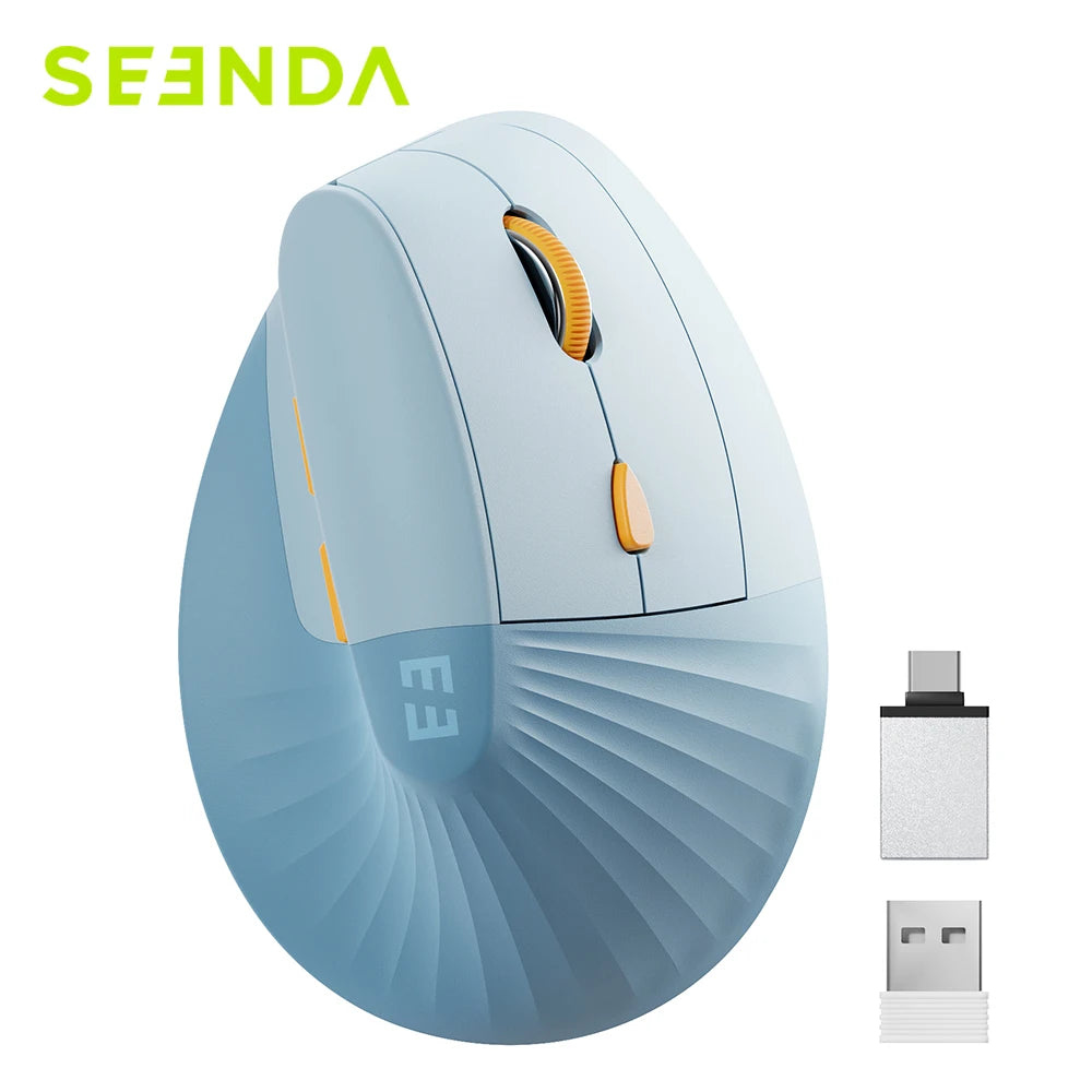 SEENDA Vertical Wireless Mouse Type C Rechargeable Ergonomic USB & Type C Mice