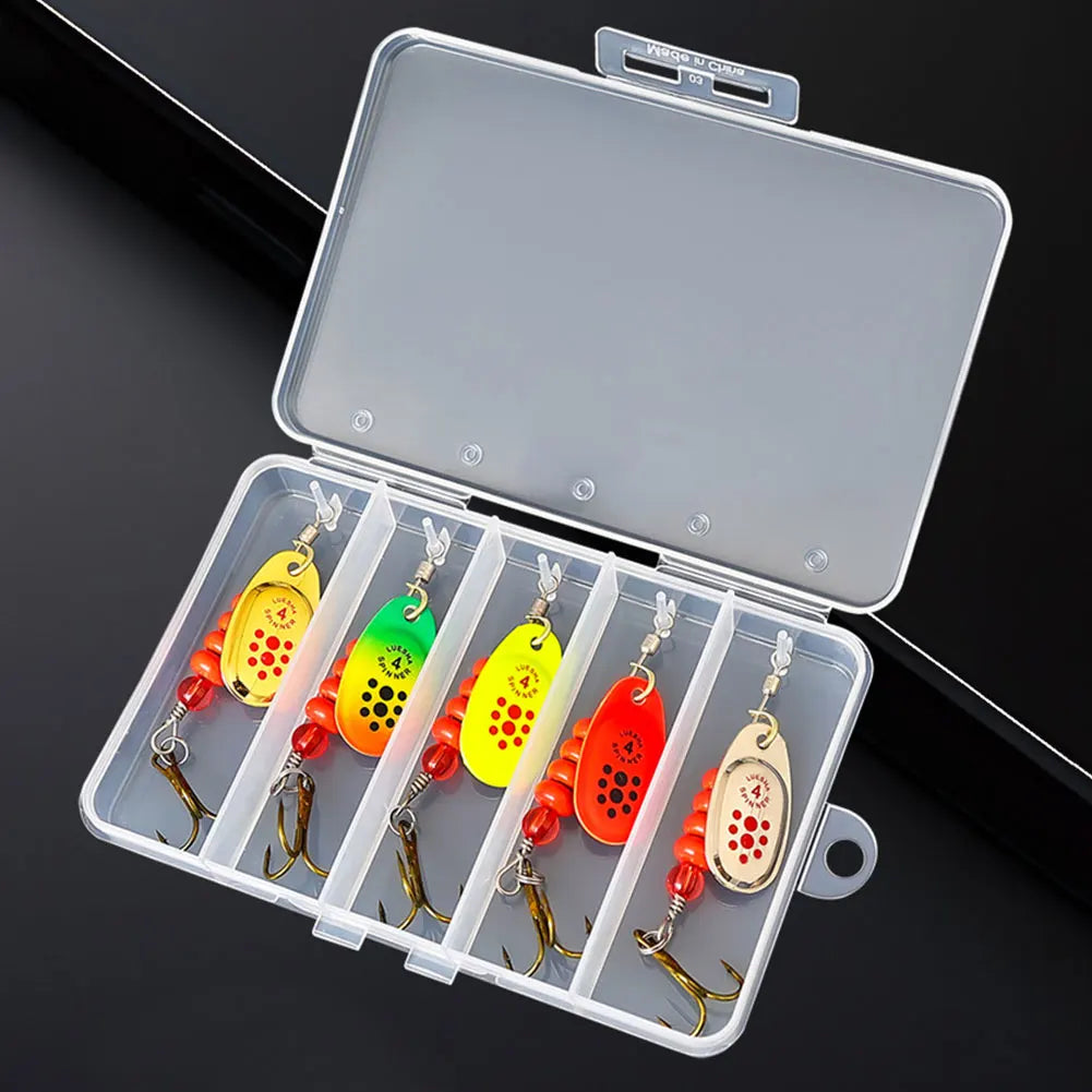 5pcs Metal Spoon Spinner Fishing Lure with Tackle Box