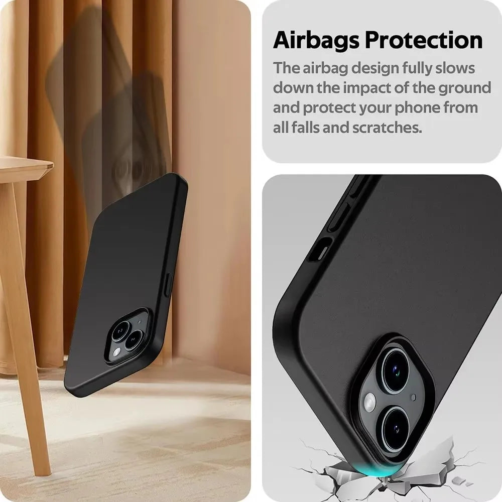 Luxury Matte Silicone Soft Case For iPhone 16 15 14 Plus 13 12 Mini 11 Pro XS Max X XR SE 2 3 7 8 Plus Solid Black Back Cover