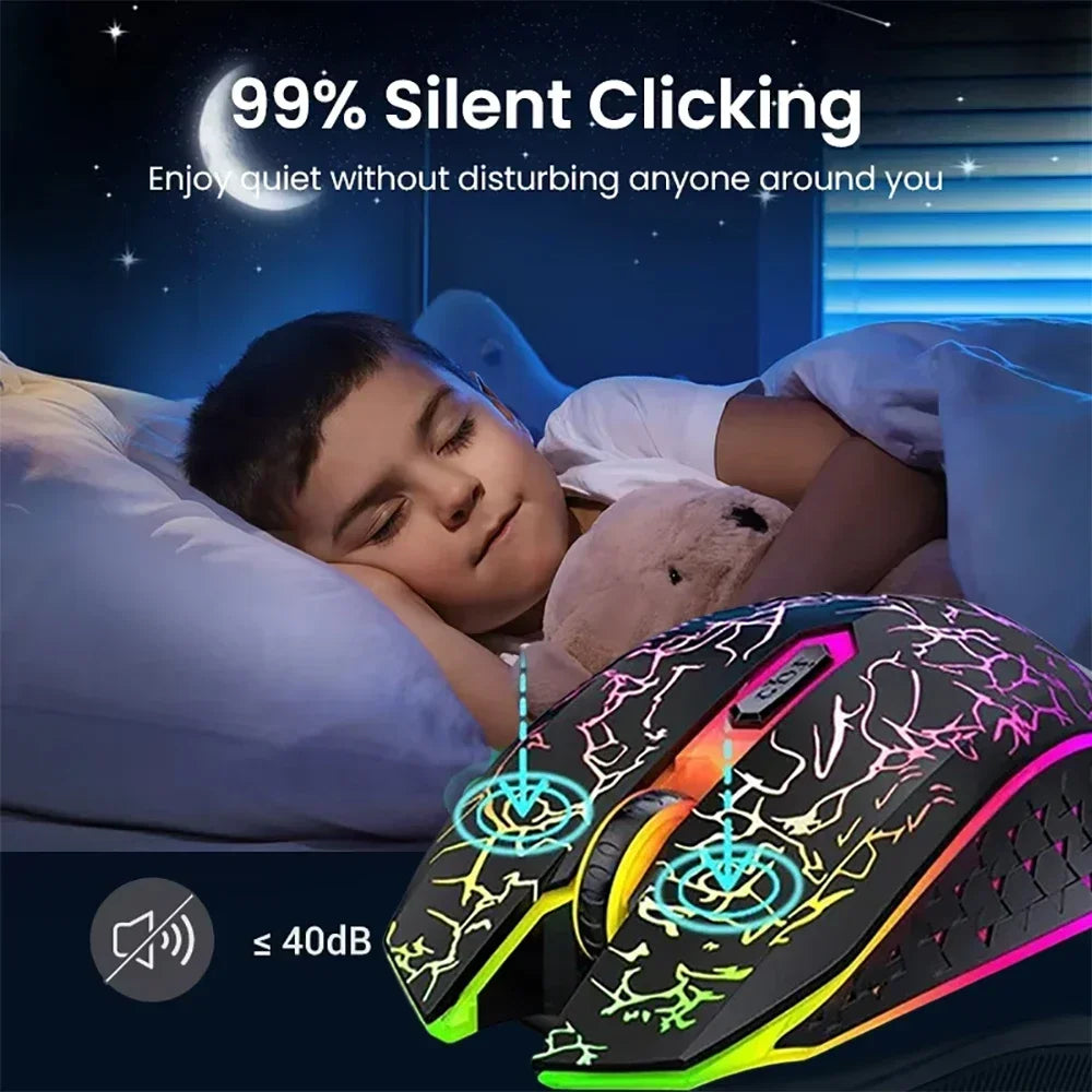 Bluetooth 5.2 Mouse RGB 2.4G Wireless Mouse Dual-Mode Gaming Mouse 6 Buttons