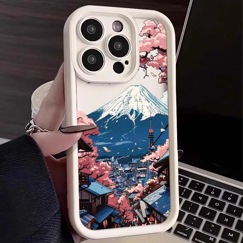 Stylish Japanese Anime Sakura Landscape For Apple iPhone 17 to 11 Plus
