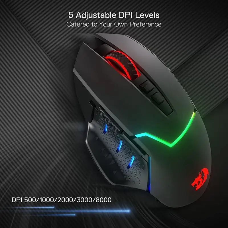 Redragon M690 PRO Wireless Gaming Mouse 8000 DPI Wired Mouse Rapid Fire Key 8 Macro Buttons