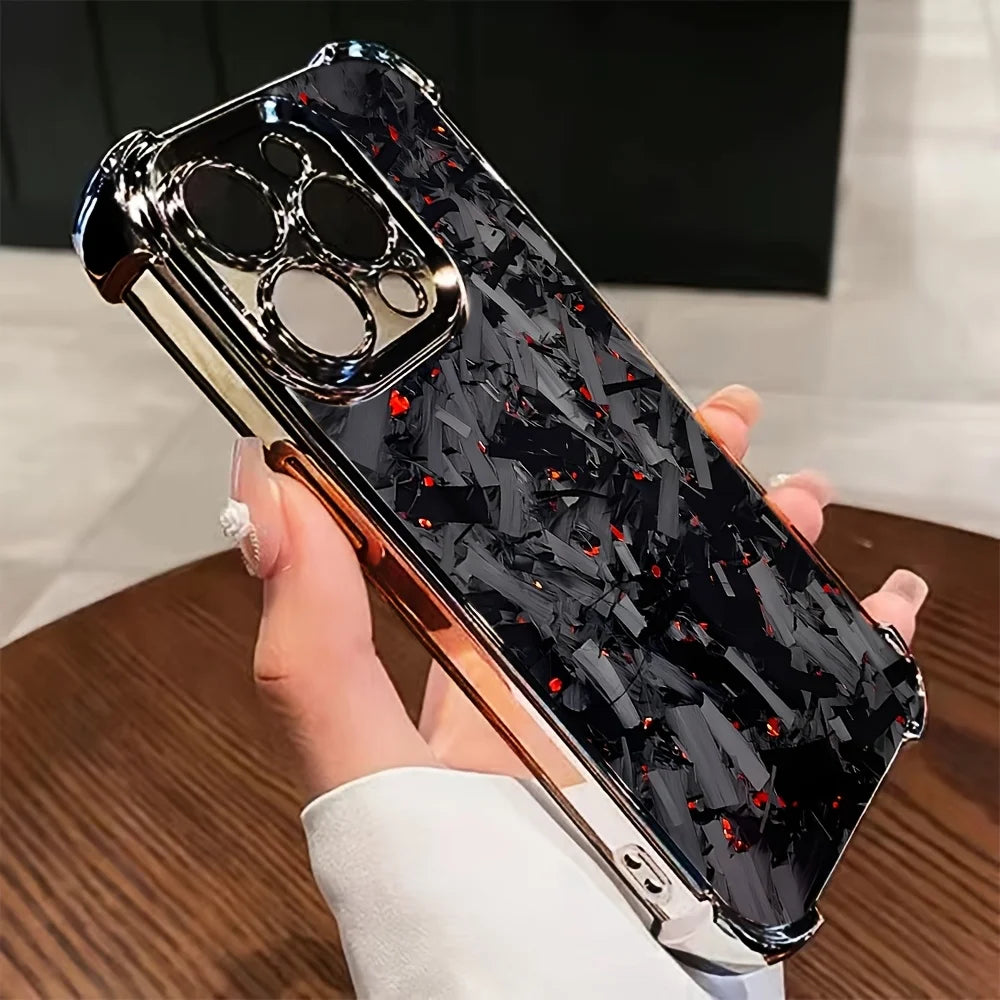 A clear and soft carbon fiber back case for iPhone 17 16 15 14 13 12 11 Pro Max Plus
