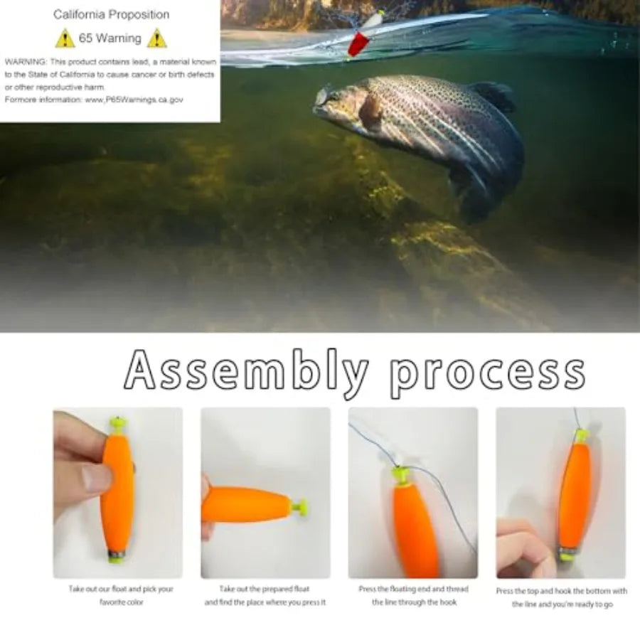 Fishing Bobbers Floats Set Weighted Foam Snap on Float