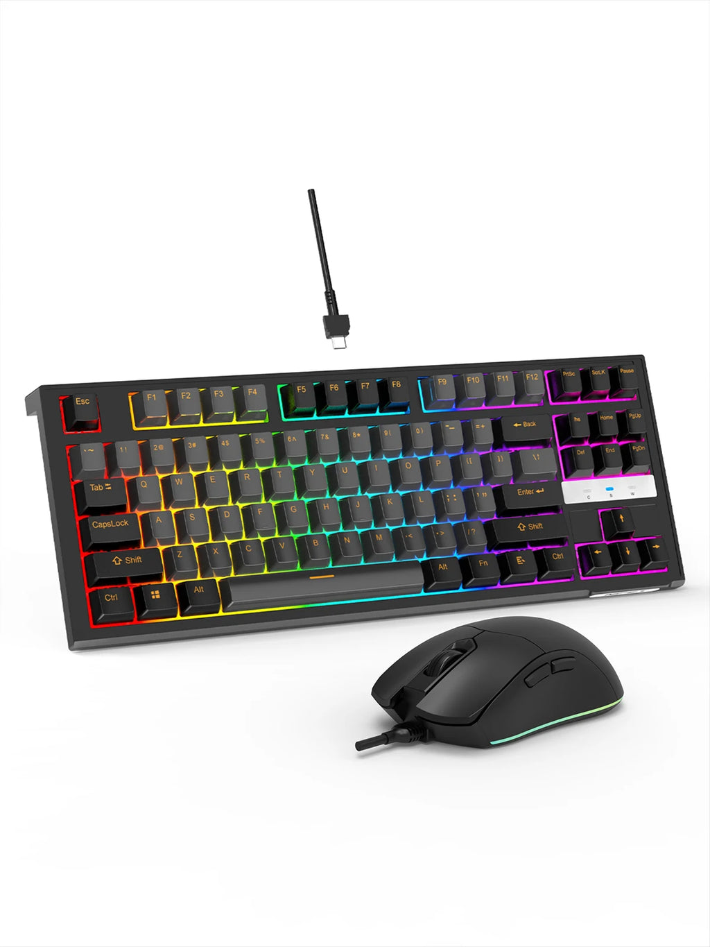 NPET 87 Keys RGB Mechanical Keyboard, Wired 20+ Backlit Modes, Ergonomic Hot Swappable Design
