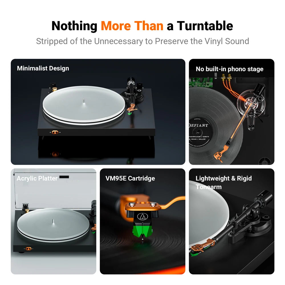 Fosi Audio LUNA Vinyl record Player 33/45RPM Turntables Gramophone