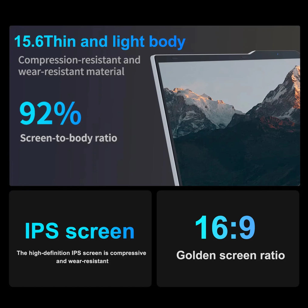 15.6" Ultra Slim Intel Core i7 6500U Laptop Computer Windows 11 16GB DDR4 1TB SSD Notebook PC